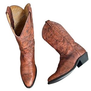 Dan Post Women's Brown Cognac Leather Western Cowboy Boots Size 7.5 Snipped Toe